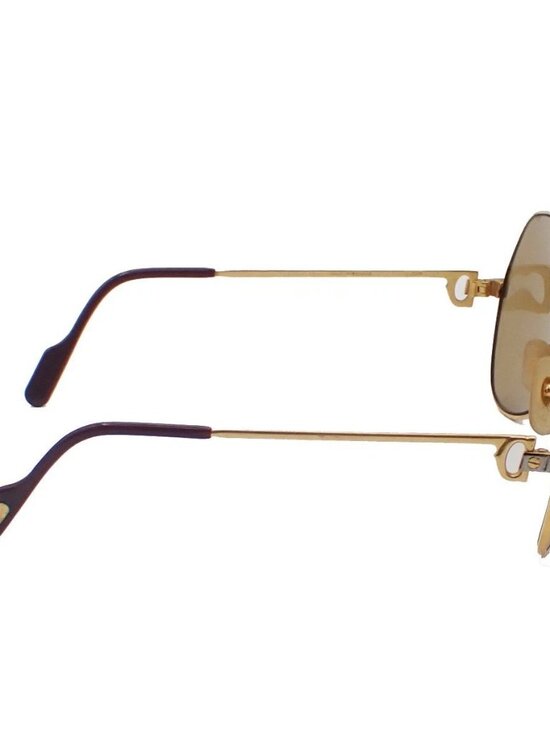 CARTIER Logos Sunglasses Eye Wear Metal Plastic Gold Brown France main image 10
